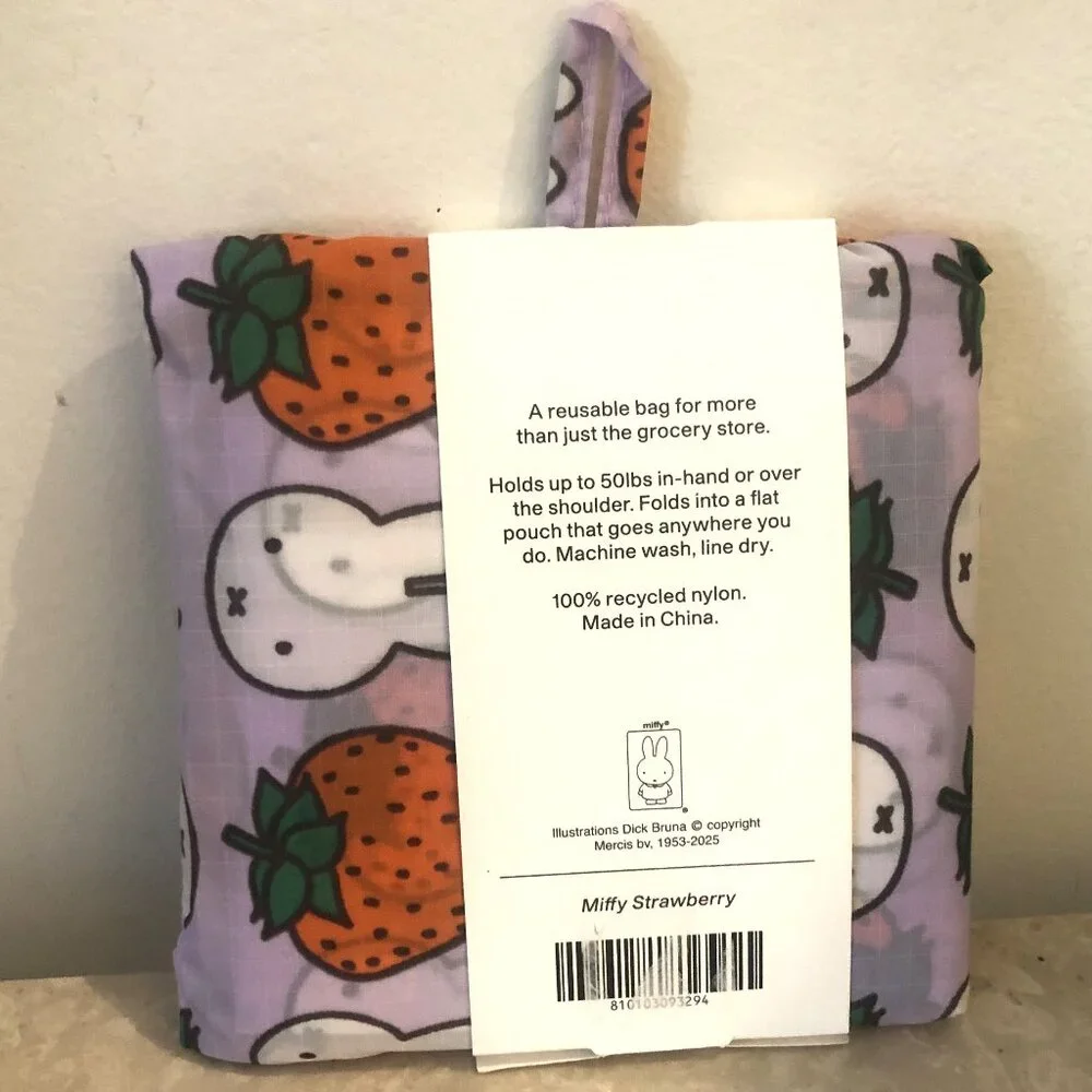 NEW! BAGGU & Miffy Strawberry Standard Reusable Market Tote Bag - Gift Easter - Picture 4 of 5